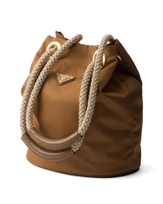 Prada Brown Mariner Re-Nylon Small Bucket Bag