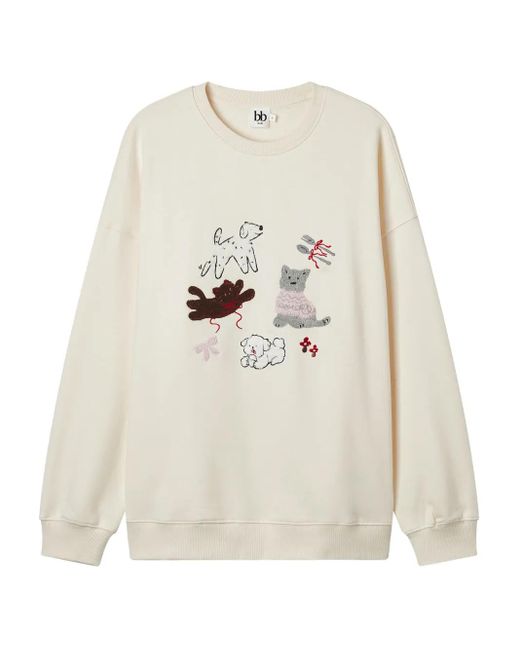 Felpa Con Ricamo di B+ AB in White