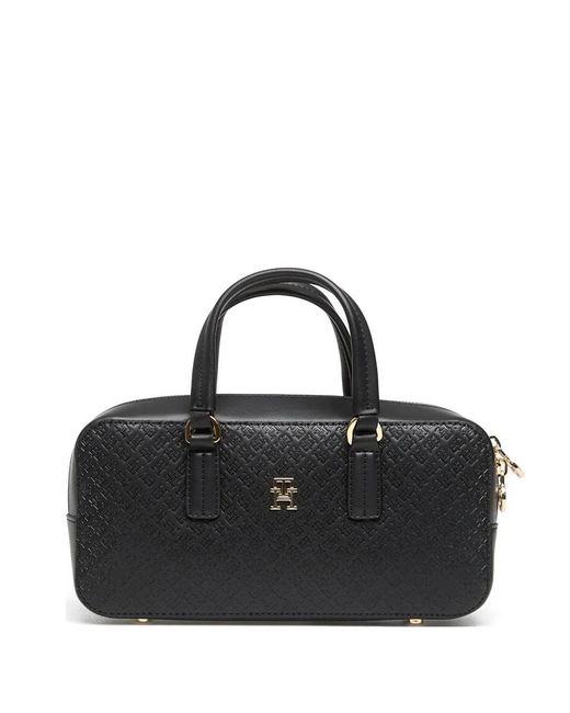 Tommy Hilfiger Black Monogram-Embossed Tote Bag