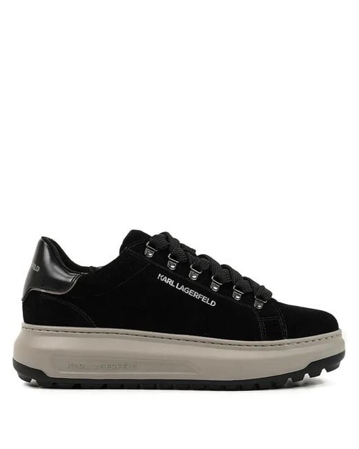 Karl Lagerfeld Black Kapri Lug Lace-Up Logo Sneakers for men