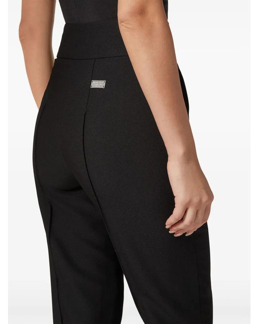Philipp Plein Black Slim-Cut Crepe Trousers