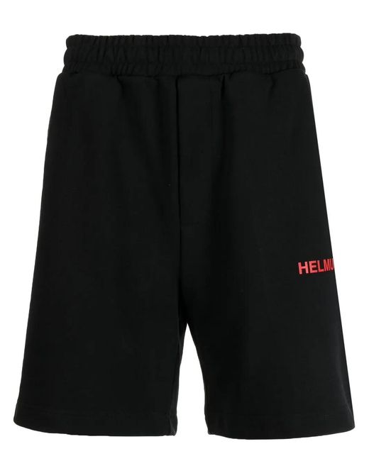 Helmut Lang Black Logo-Print Cotton Shorts for men
