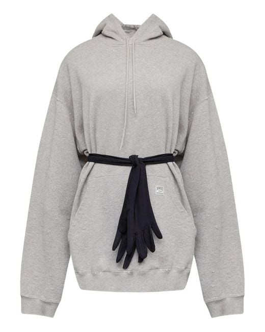 Vestido corto con capucha MM6 by Maison Margiela de color Gray