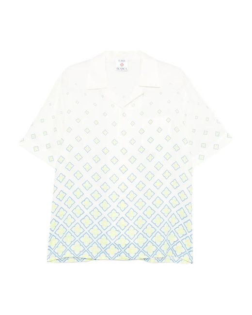 Casablanca White Monogram Short-Sleeve Shirt for men