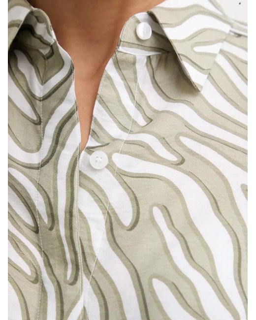 MARC AUREL Gray Zebra-Print Three-Quarter-Sleeve Shirt