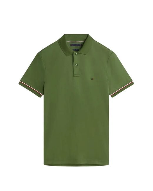 Tommy Hilfiger Green Polo À Bords Rayés for men