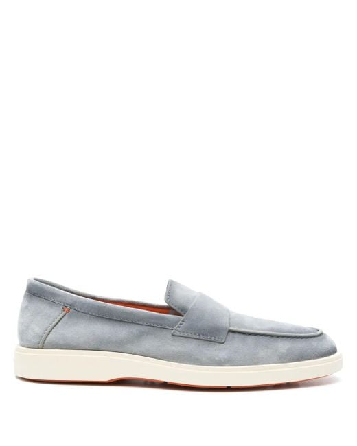 Santoni White Suede Loafers for men