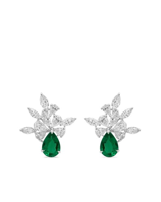 HYT Jewelry White 18K Emerald And Diamond Earrings