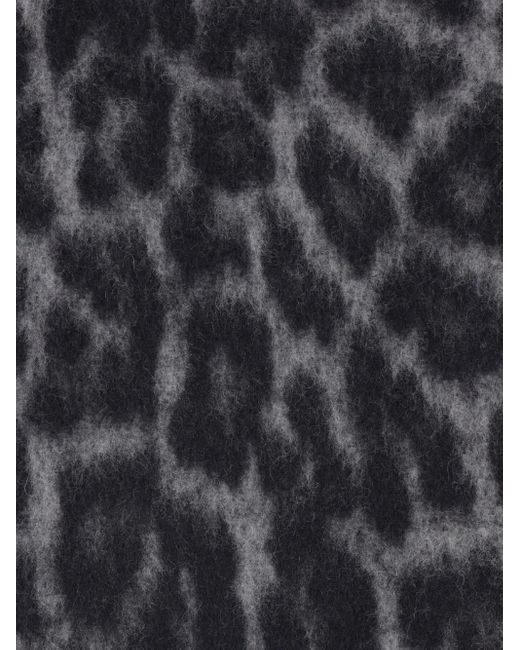 FEDERICA TOSI Gray Leopard-Print Buttoned Coat