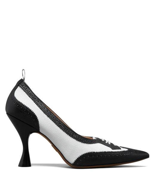 Thom Browne Black Pebble-Grain Wingtip Pumps 90Mm