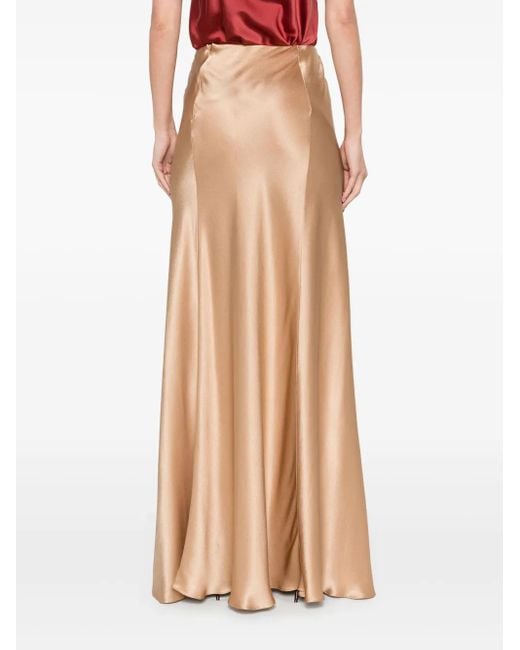 Alberta Ferretti Natural Satin Maxi Skirt