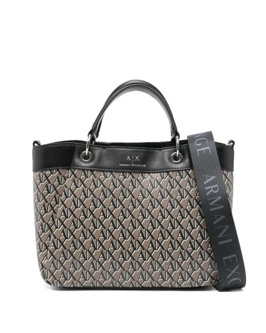 ARMANI EXCHANGE Monogram-Pattern Tote Bag in Black Lyst UK