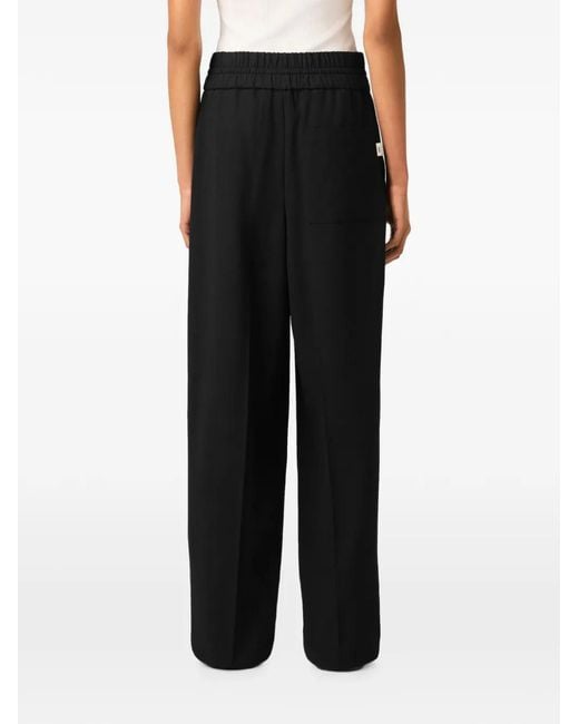 AMI Black Pantalon En Laine À Taille Élastiquée