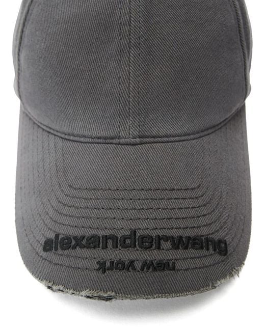 Alexander Wang Gray Distressed Logo Baseball Cap