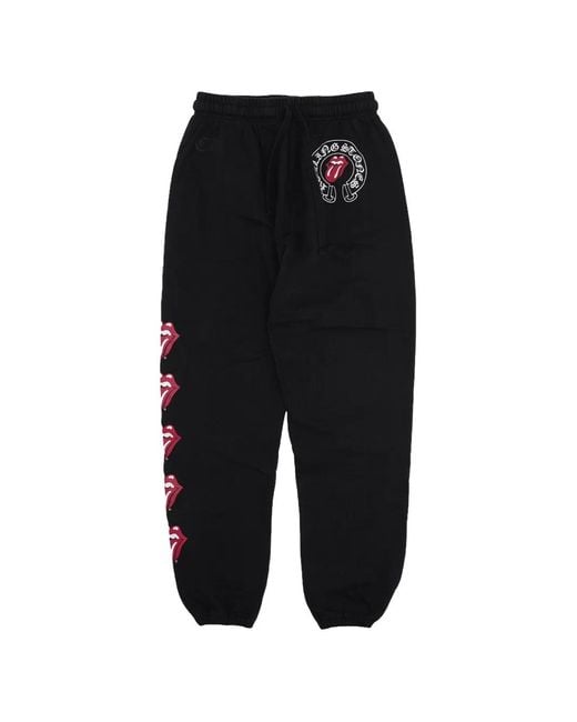 Chrome Hearts Black Rolling Stones Embroidered Track Pants for men
