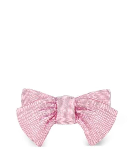Judith Leiber Pink Just For You Bow Crystal-Embellished Clutch Bag