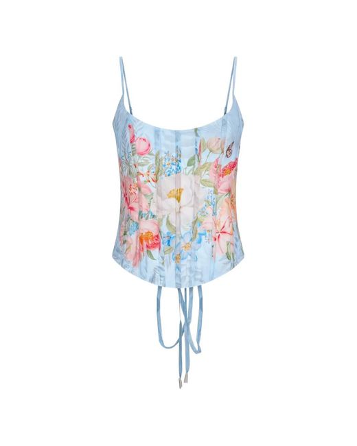 retroféte White Moxie Floral-Print Corset Top