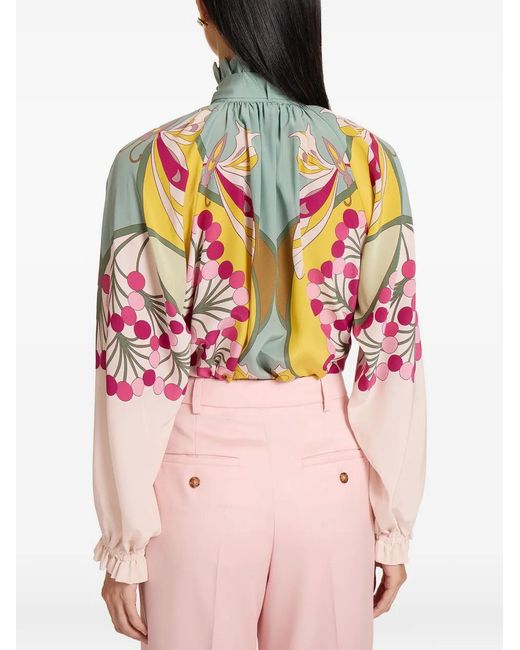 LaDoubleJ Pink Cerere Ruffled Pussy-Bow Blouse