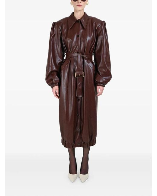 ROWEN ROSE Brown Buttoned-Up Belted Coat