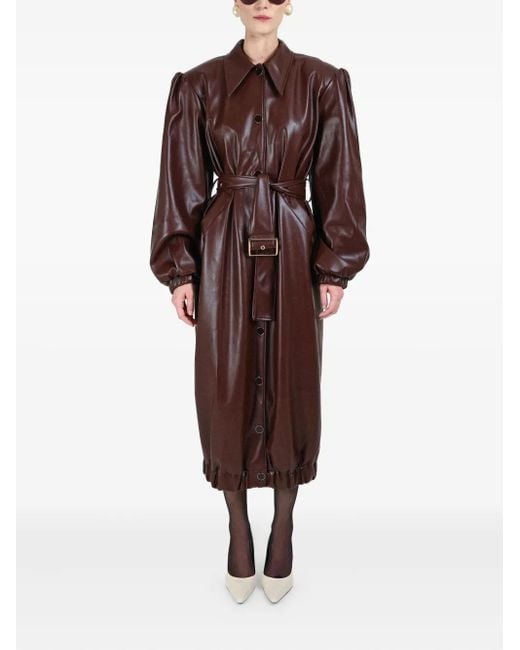ROWEN ROSE Brown Buttoned-Up Belted Coat