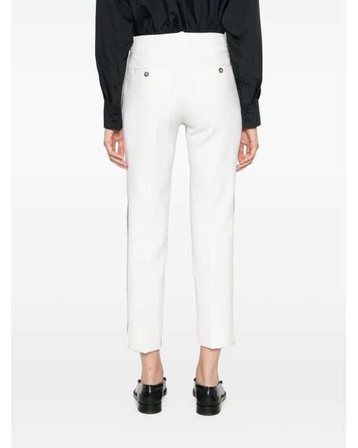 Peserico White Cropped Slim-Fit Trousers