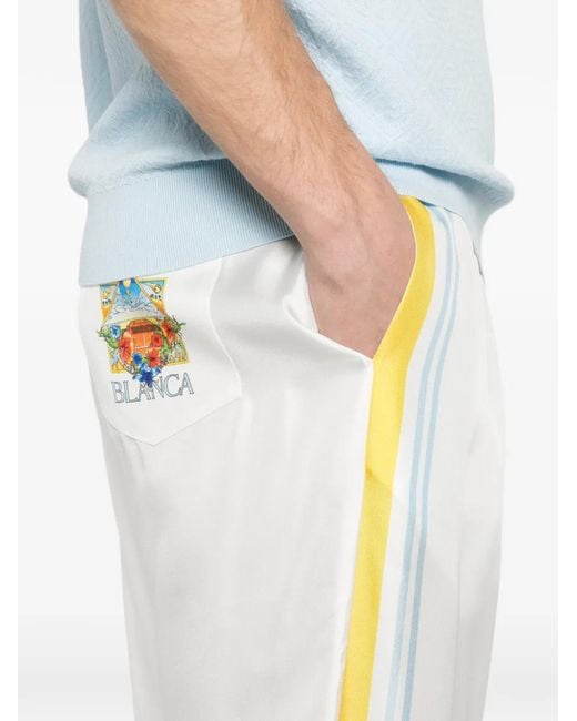 Casablanca White Tennis Landscape Striped Trousers for men