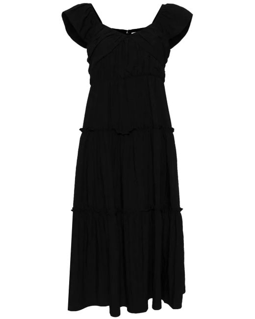 B+ AB Black Pleated Tiered Midi Dress