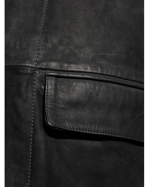 AllSaints Black Survey Double-Layered Suede Jacket for men