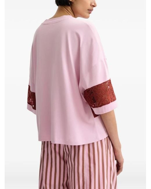 Essentiel Antwerp Red Lace-Striped T-Shirt