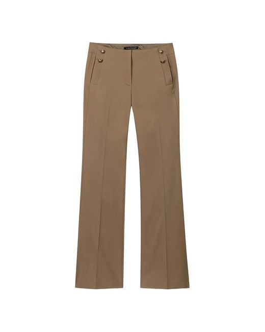 Luisa Cerano Natural Pantalon Évasé À Boutonnière