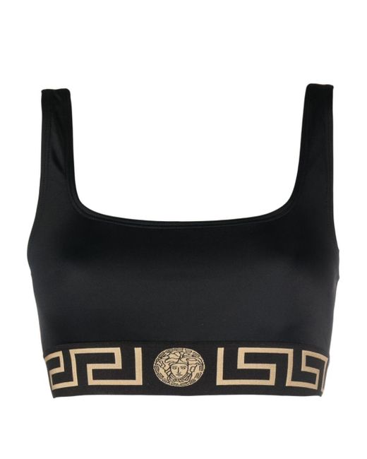 Versace Greca-motif Bikini Top in Black