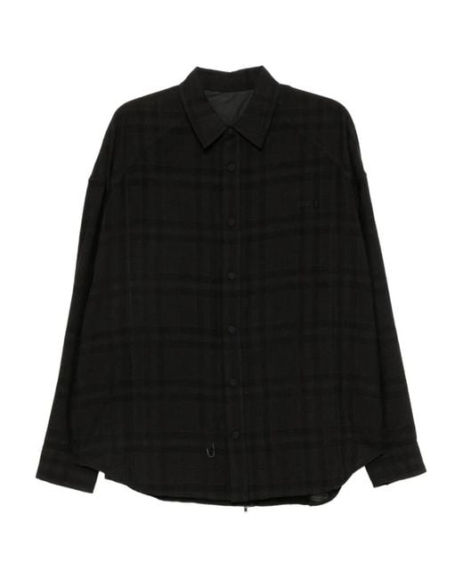 Juun.J Black Plaied Long-Sleeves Shirt for men