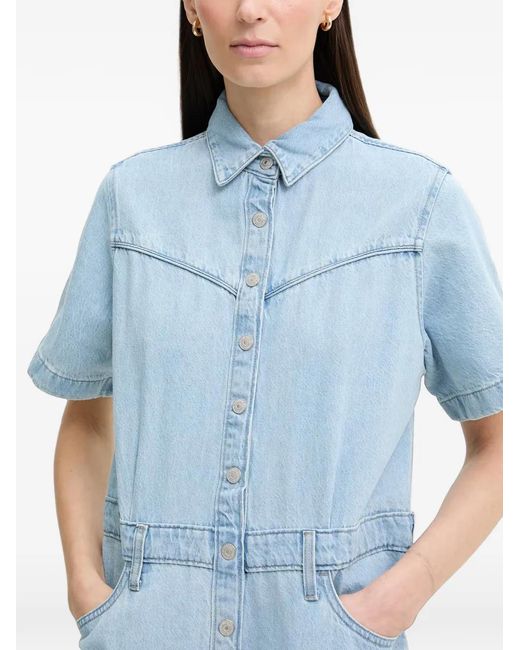 Levi's Blue Western-Yoke Button-Down Mini Dress