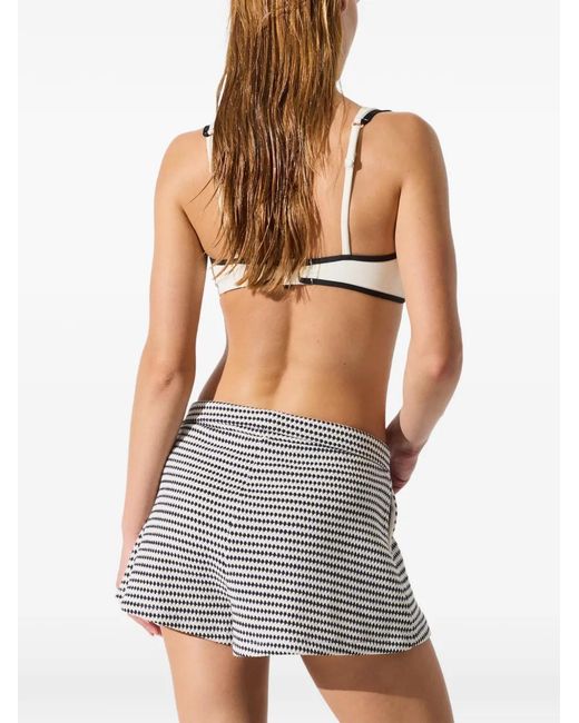 Karl Lagerfeld White Crochet Striped Mini Shorts