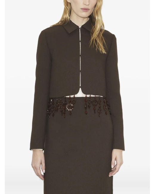 Tory Burch Brown Beaded Crepe Jacket