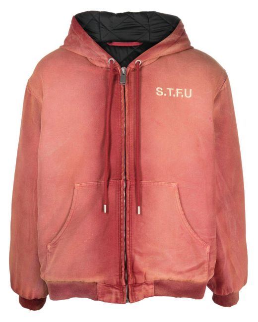 Heron Preston Pink Stfu Distressed Cotton Jacket for men