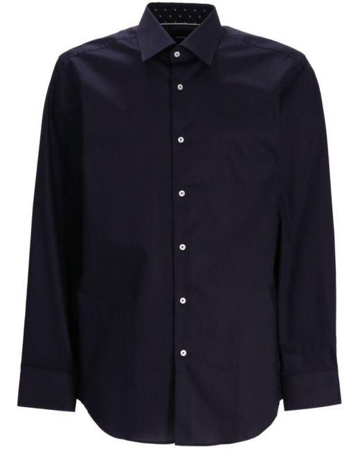 Boss Blue Plain Long-sleeve Shirt for men
