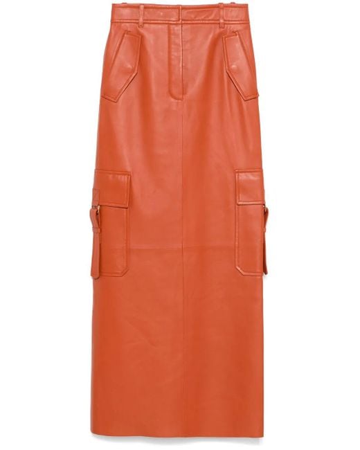 Zimmermann Orange Jupe Longue Illustration En Cuir