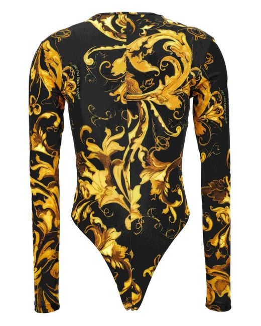 Versace Jeans Couture Yellow Barocco-Print Bodysuit