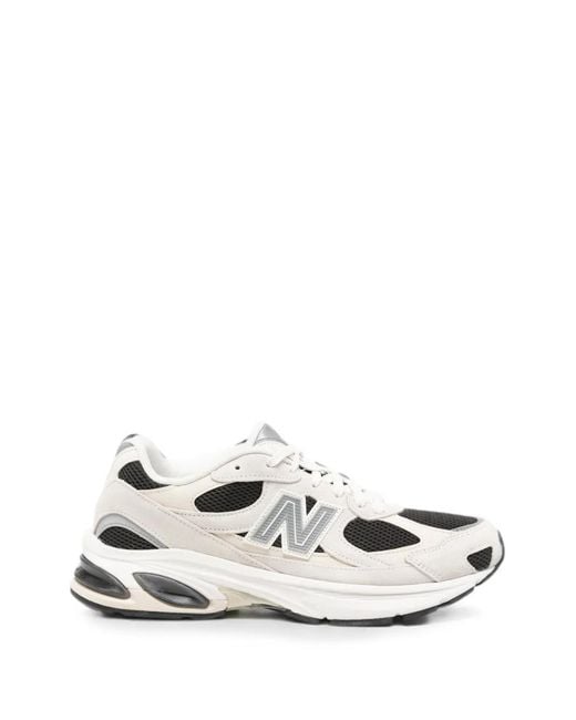 New Balance White Logo-Patch Panelled Sneakers