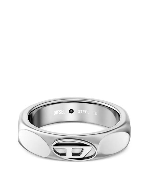 DIESEL White Oval D Logo Ring