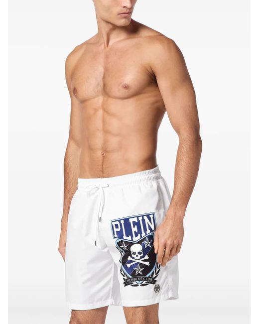 Philipp Plein Blue Graphic Swim Shorts for men