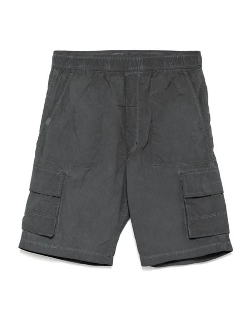 Izzue Gray Logo-Patch Cargo Shorts for men