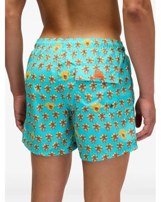 Sundek Blue X Pelo Foundation Dog-Print Swim Shorts for men