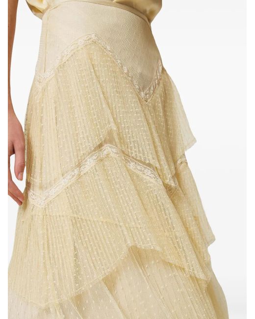 Twinset Maxi-Plooirok Met Tule in het Natural