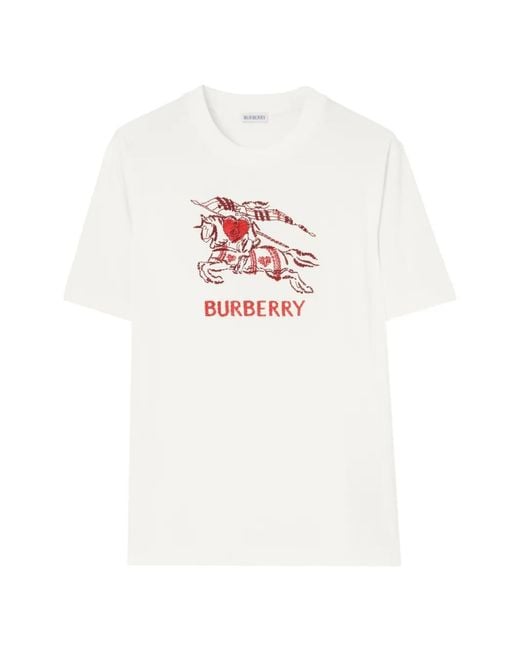 Burberry White Heart Knight Cotton T-Shirt for men