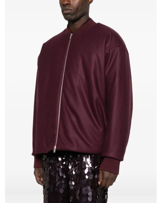 Jil Sander Purple Zip-Up Wool Bomber Jacket for men