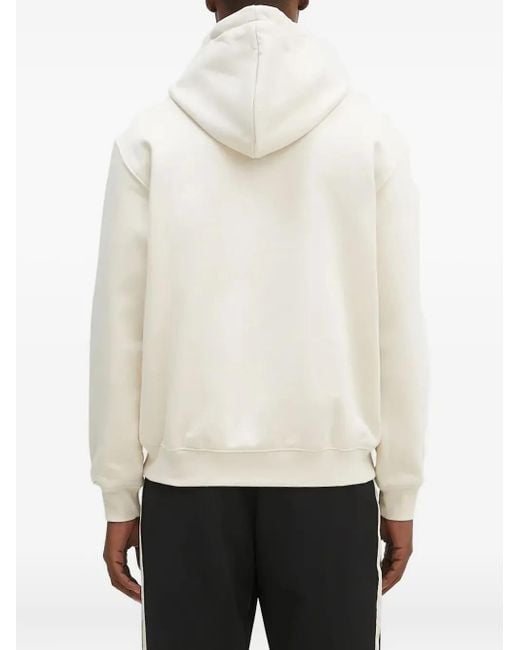 Adidas White Embossed-Logo Hoodie for men