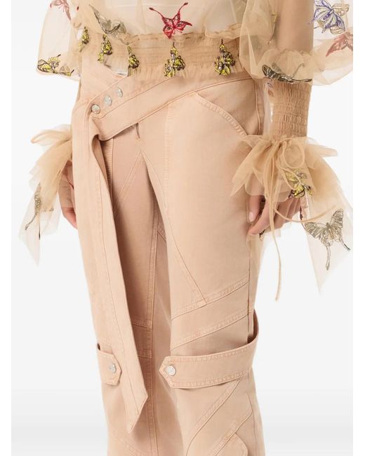 Pantalones Con Cinturón Blumarine de color Natural