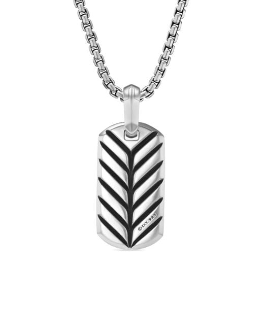 David Yurman White Sterling Chevron Tag (21Mm) for men